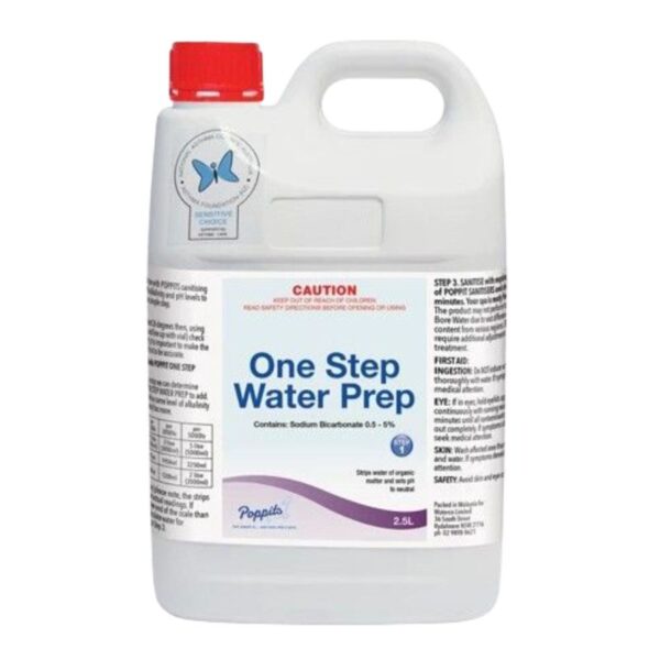 Bottle of poppits one step water prep